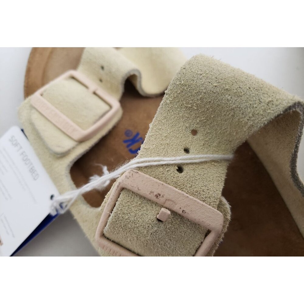 Birkenstock Arizona Soft Footbed Almond Suede Sandals Size 38 Narrow - Picture 8 of 8